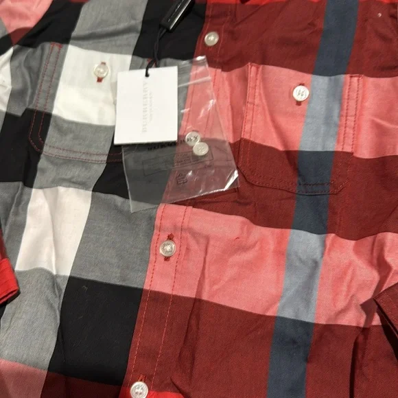 Plaid Kids Shirt - Red, Black, White - Picture 2 of 4